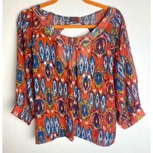 Colorful Sheer Cropped Blouse with Open Back